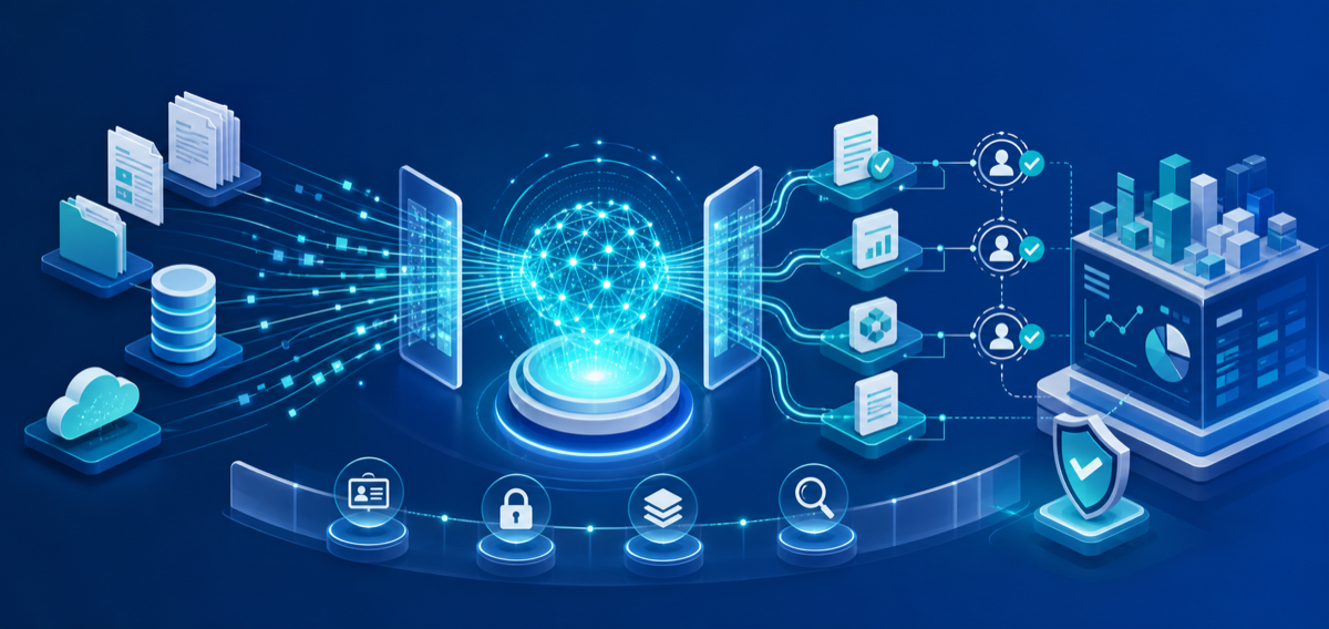 Responsible AI automation connected to ERP workflows illustration